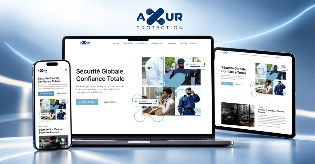 Site web et présence digitale d’Azur Protection, société de sécurité et de gardiennage à Casablanca